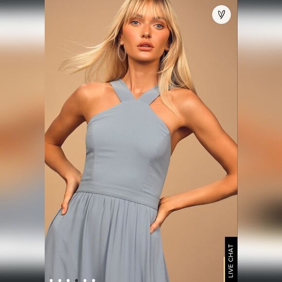 Lulu’s Air of Romance Light Blue Maxi Dress Size M - Picture 4 of 11